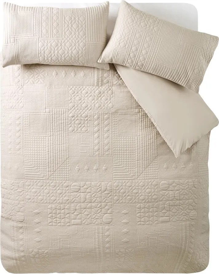 Set copripiumino e federa beige per letto matrimoniale e per letto esteso 230x220 cm Folkstone Geo – Catherine Lansfield