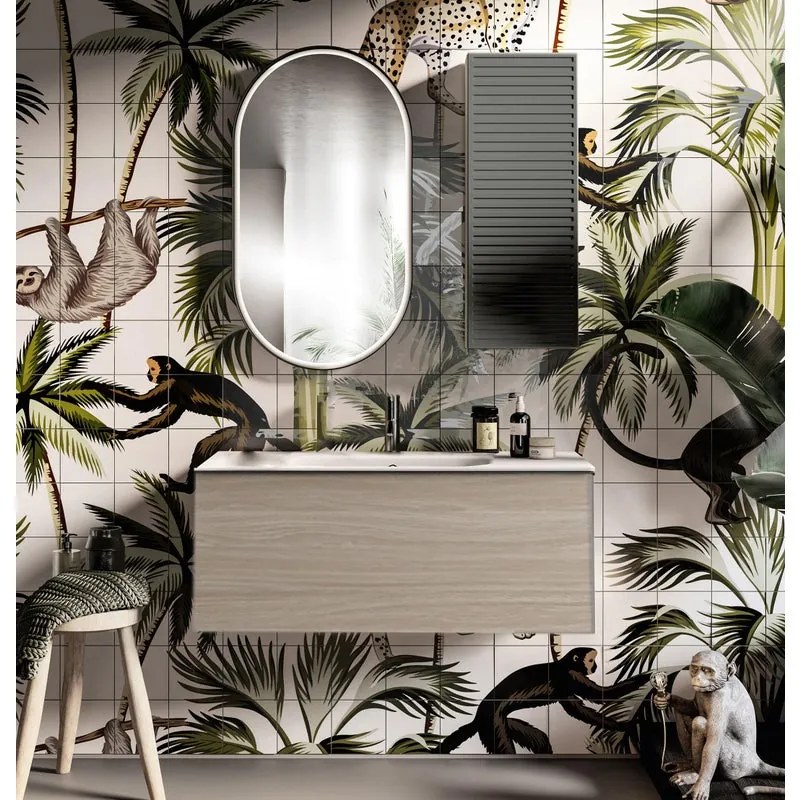 Mobile sottolavabo e lavabo Pixel per vasca centrale olmo rousseau L 120 x H 40 cm 1 cassetto