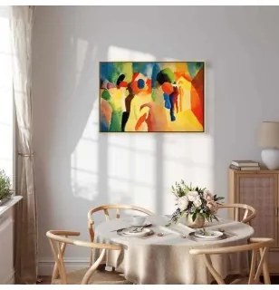 Quadro - With a Yellow Jacket (August Macke) In cornice di legno naturale 90x60