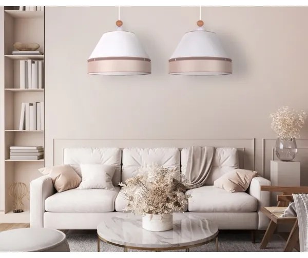 Duolla - Lampadario a sospensione con filo AVIGNON 2xE27/15W/230V bianco/beige