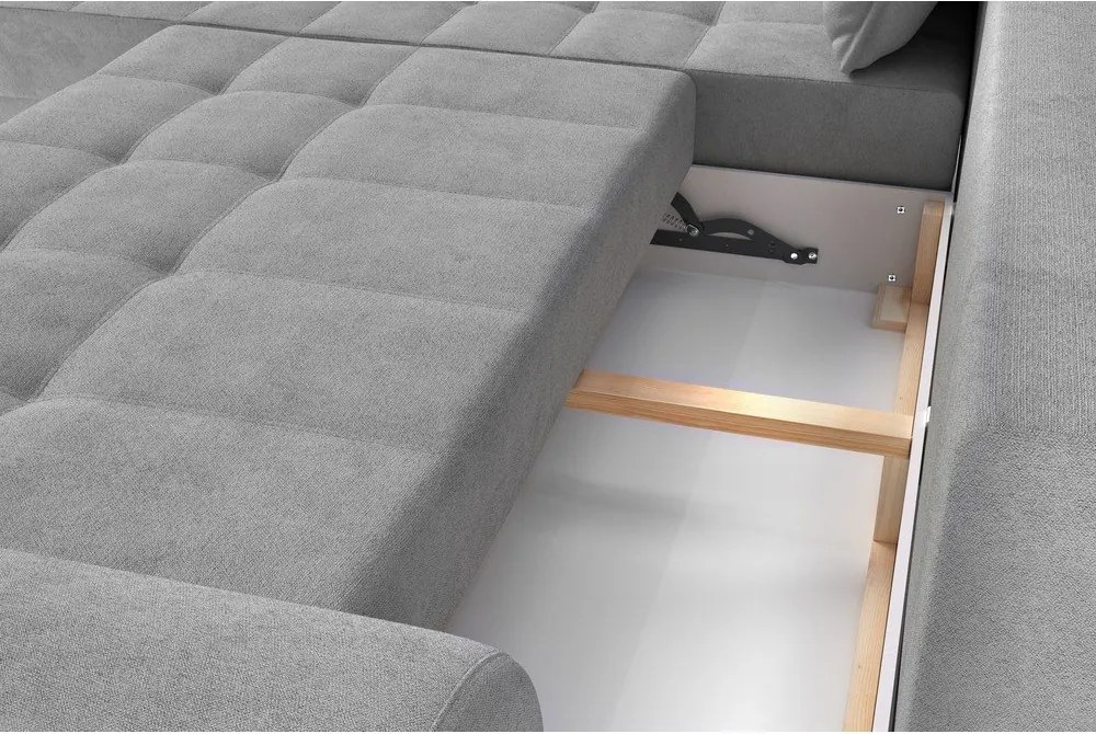 Divano letto angolare grigio chiaro (penisola a sinistra) Balitco - Ropez