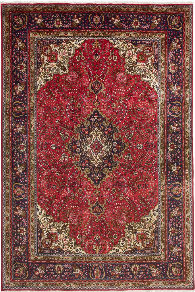 Tabriz Tappeto 300 x 200 Rosso (Iran) Annodato A Mano
