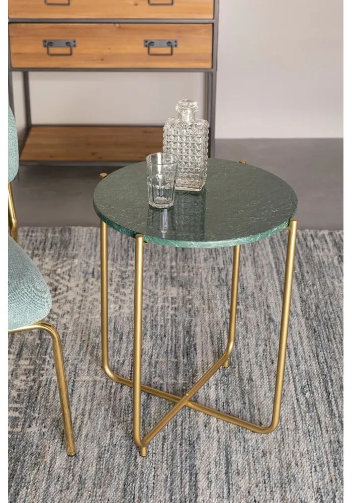 Tavolino verde con piano in marmo Timpa - White Label
