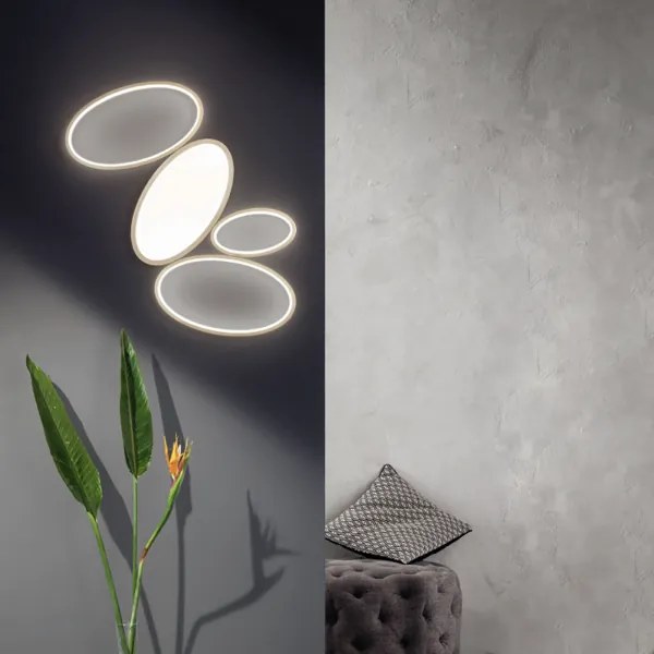 Plafoniera Led RICE in metallo e diffusore in acrilico Oro 83x57 cm