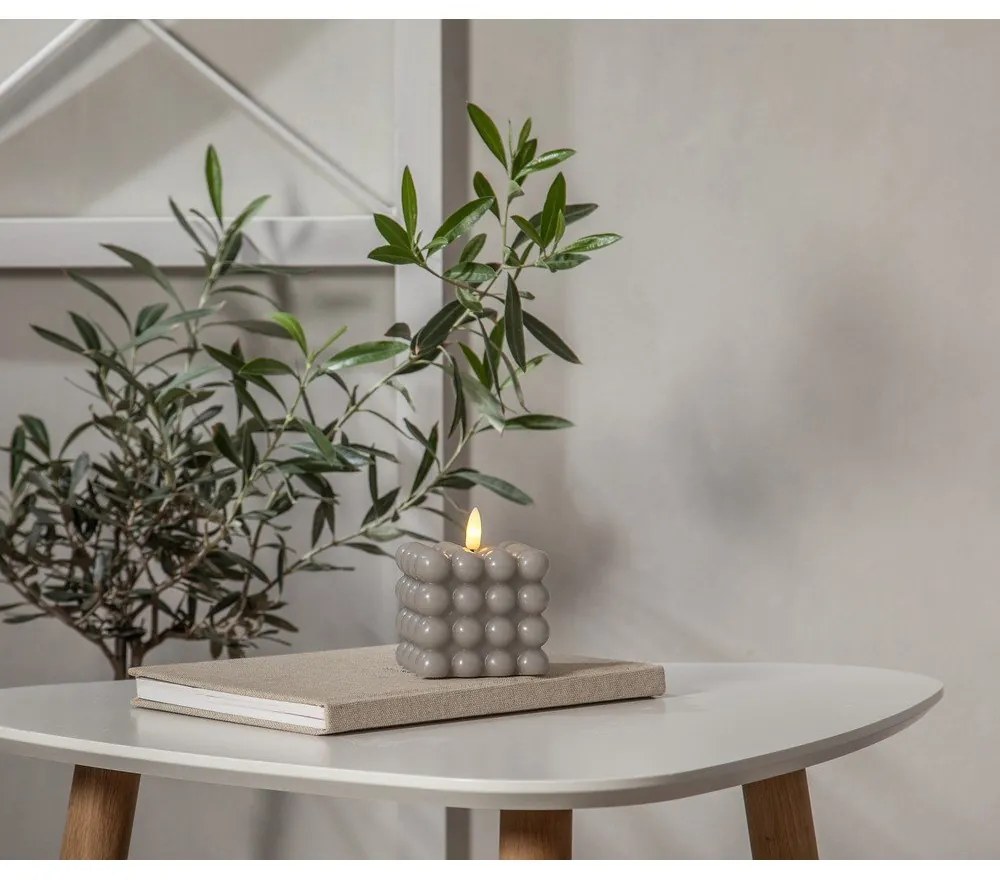 Candela LED in cera grigia, altezza 9,5 cm Flamme Dot - Star Trading