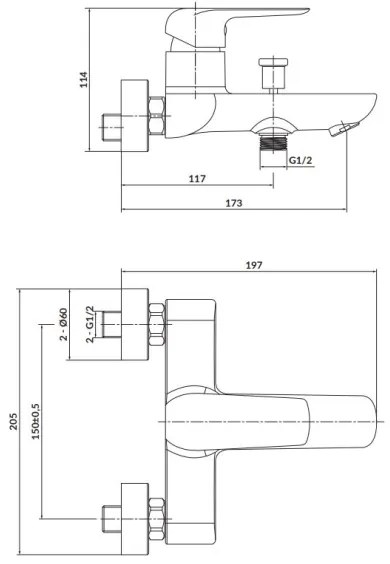 Cersanit S951-344 - Rubinetto vasca da bagno CITY cromo lucido