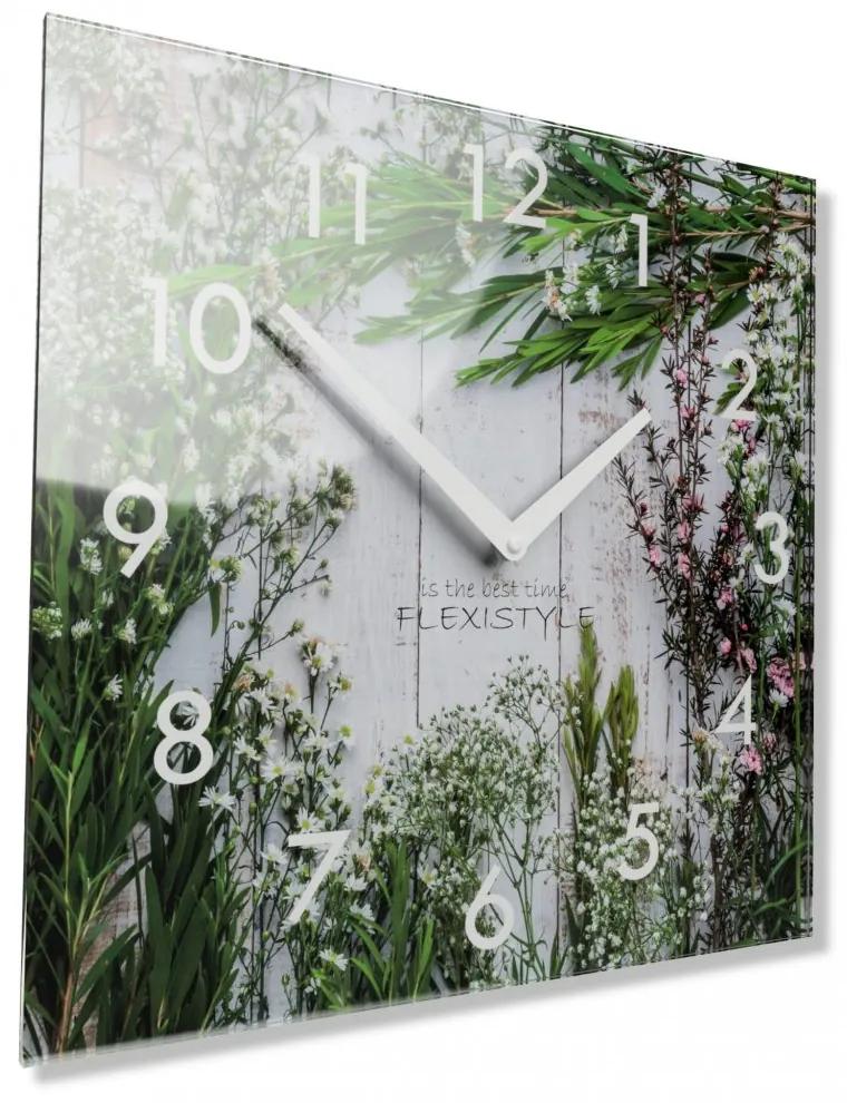 Orologio decorativo in vetro con fiori di campo, 30 cm