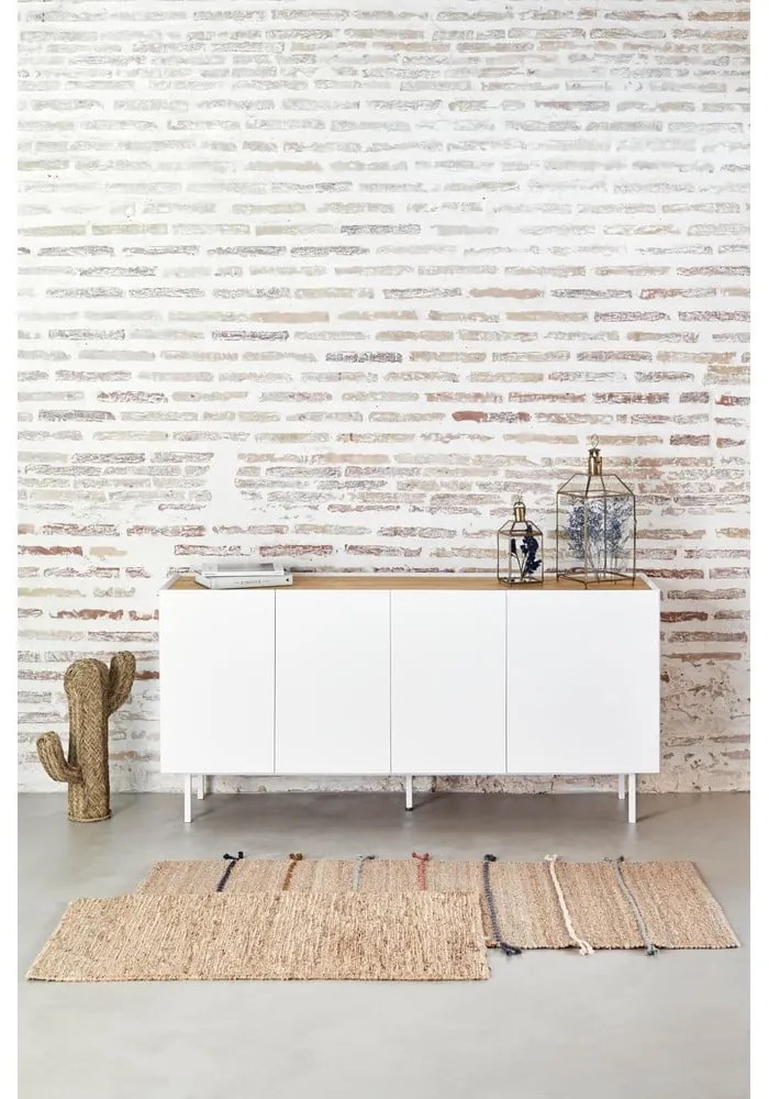 Cassettiera bassa in rovere decorata in bianco e naturale 165x78 cm Arista - Teulat