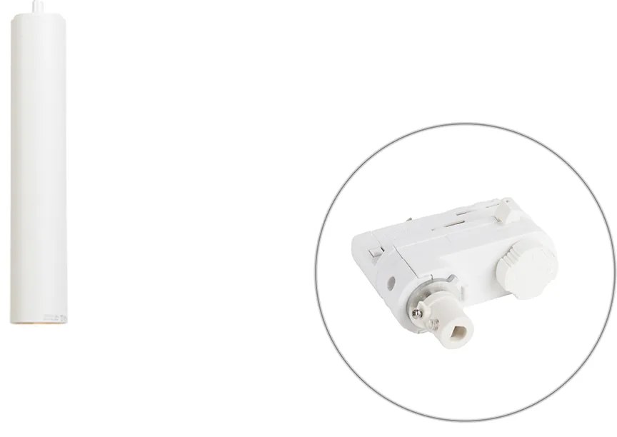Lampada a sospensione di design bianca con adattatore per binario trifase - Tuba Small 3-fasi