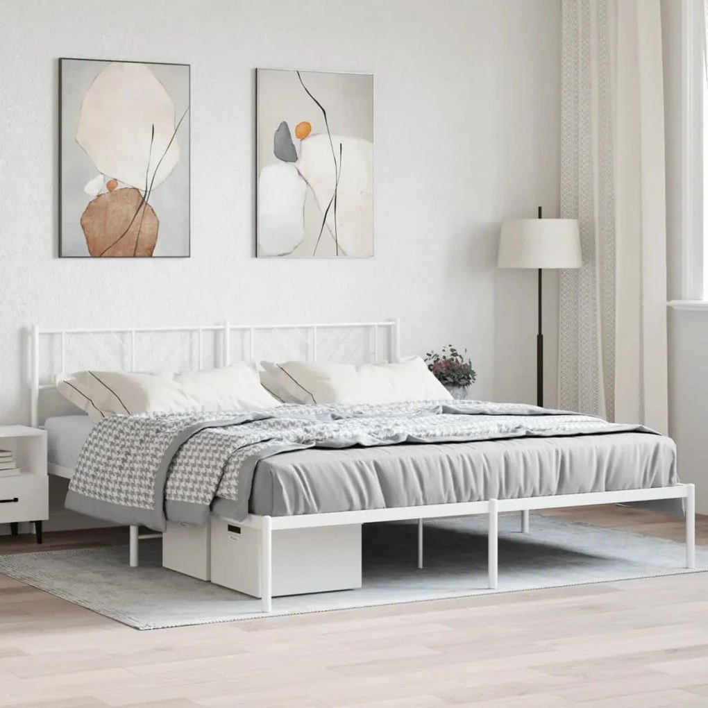 Giroletto Con Testiera Metallo Bianco 180x200 Cm /