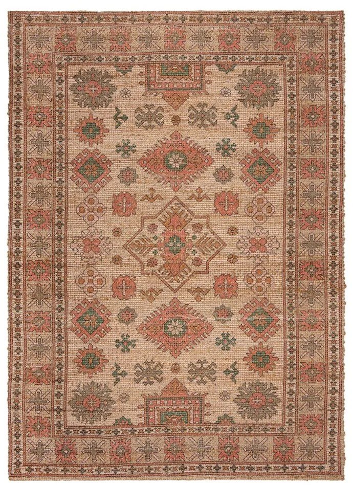 Tappeto rosa e color terracotta in misto iuta tessuto a mano 200x290 cm Lana Jute – Flair Rugs