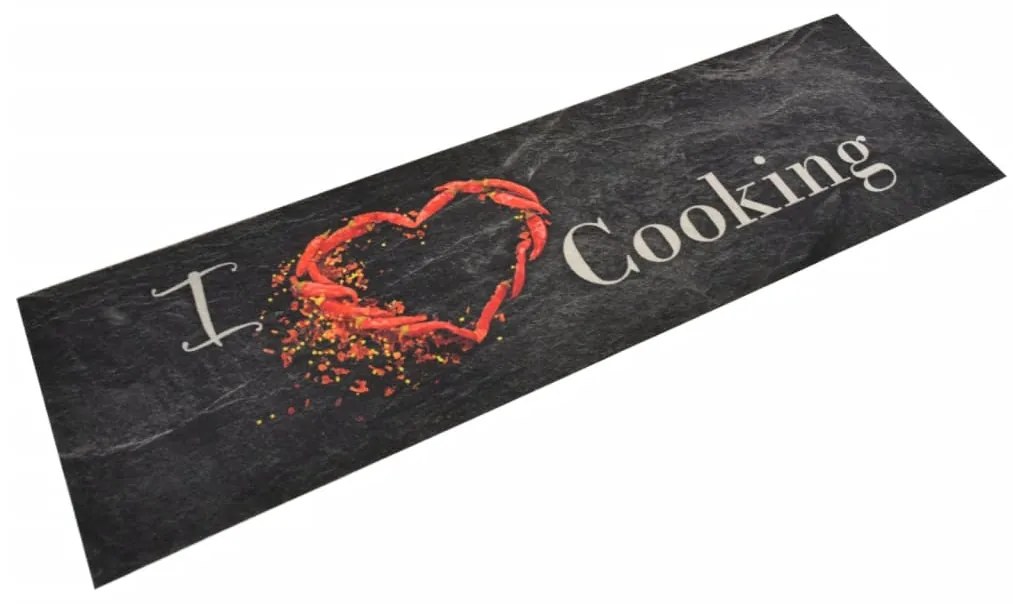 Tappeto Da Cucina Lavabile Nero Cucinare 45x150 Cm Velluto /