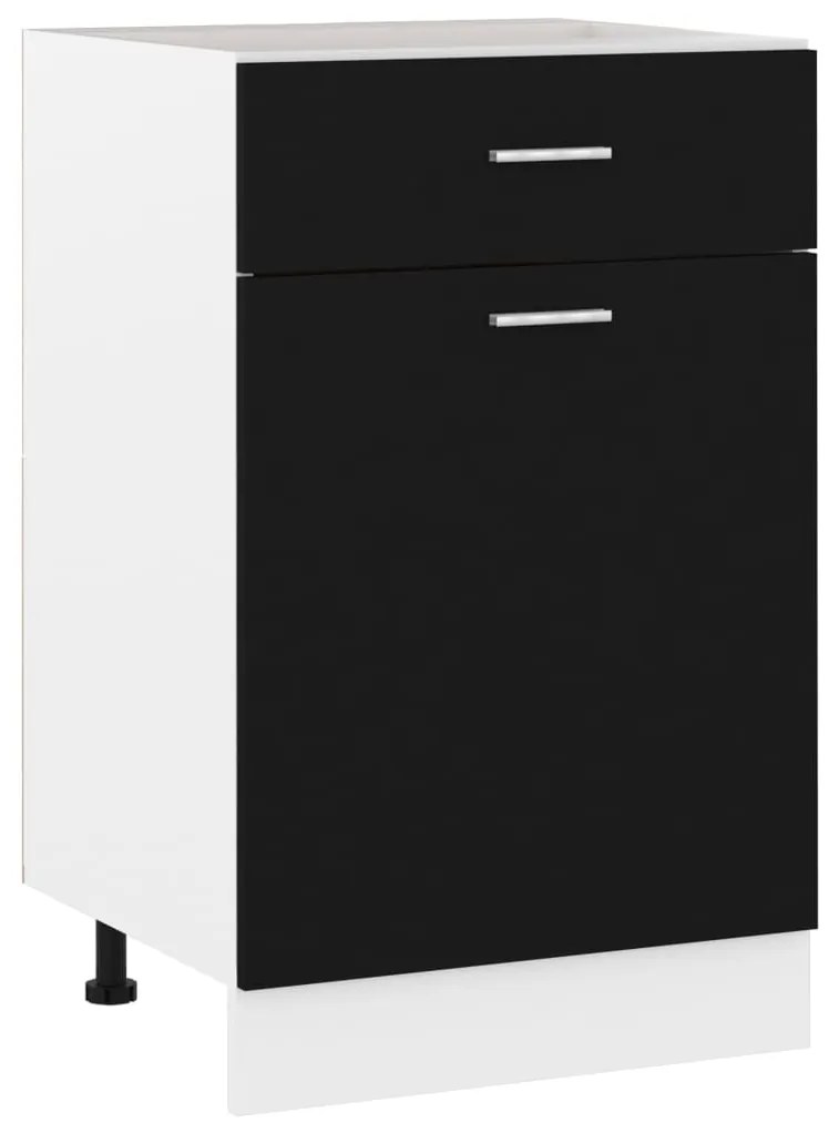Armadio Con Cassetto Nero 50x46x81,5 Cm İn Legno Multistrato /