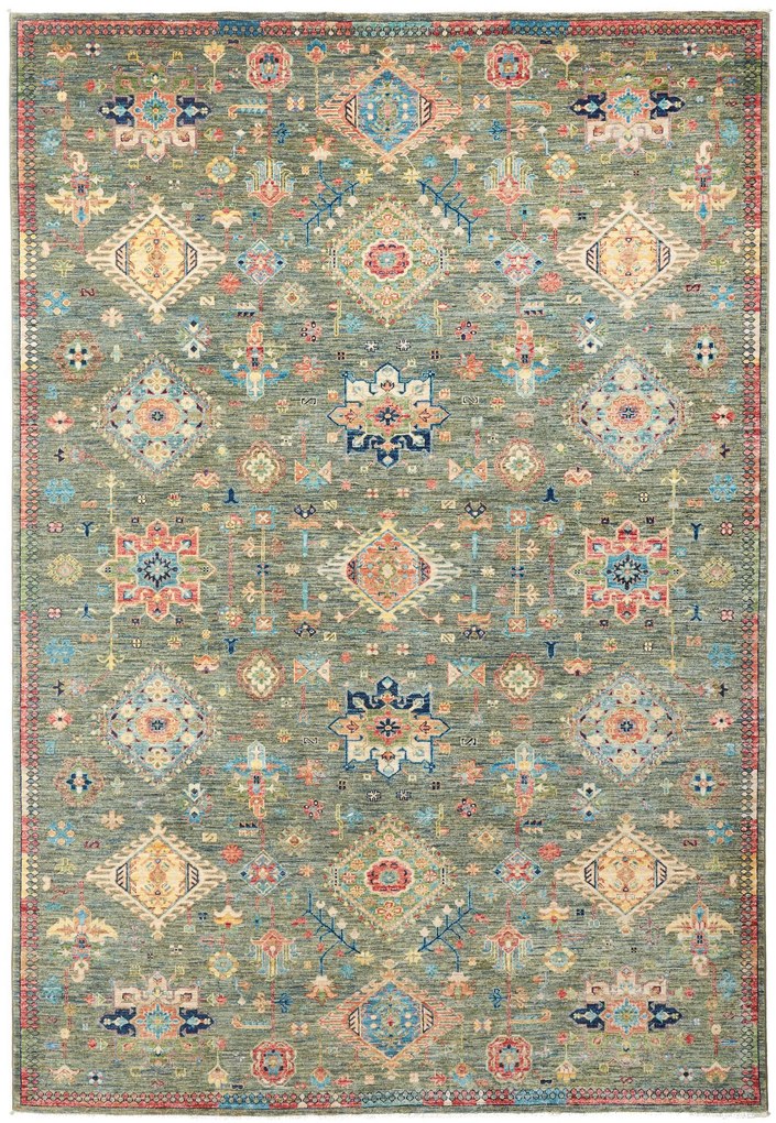 Samarkand Tappeto orientale 210 x 300 Verde (Pakistan) Annodato A Mano
