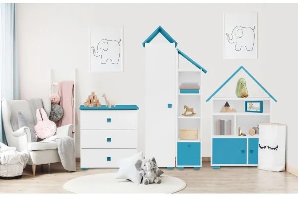 Armadietto PABIS 87x83 cm bianco/blu