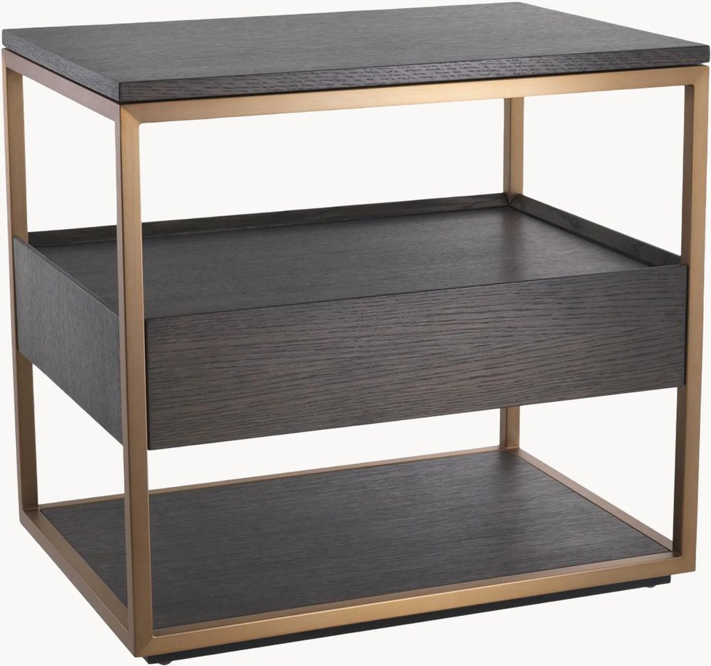 Comodino in metallo e legno con cassetto Parker