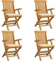 Sedie da Giardino con Cuscini Crema 4 pz Massello di Teak cod mxl 45295