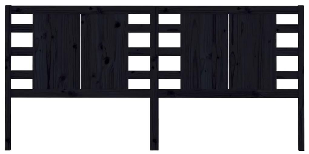 Testiera per letto nera 126x4x100 cm in legno massello di pino