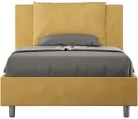 Letto imbottito 1 piazza e mezza 120x210 cm Antea - Senza rete,Microfibra,Ocra