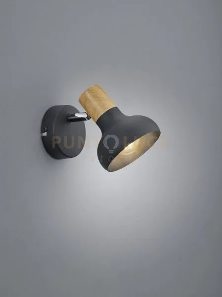 Latika spot singolo metallo nero ed effetto legno h. 17,5cm 1 luce ...