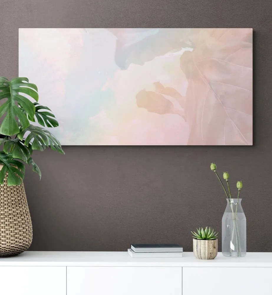 Quadro su tela – Riflesso delle foglie pastello