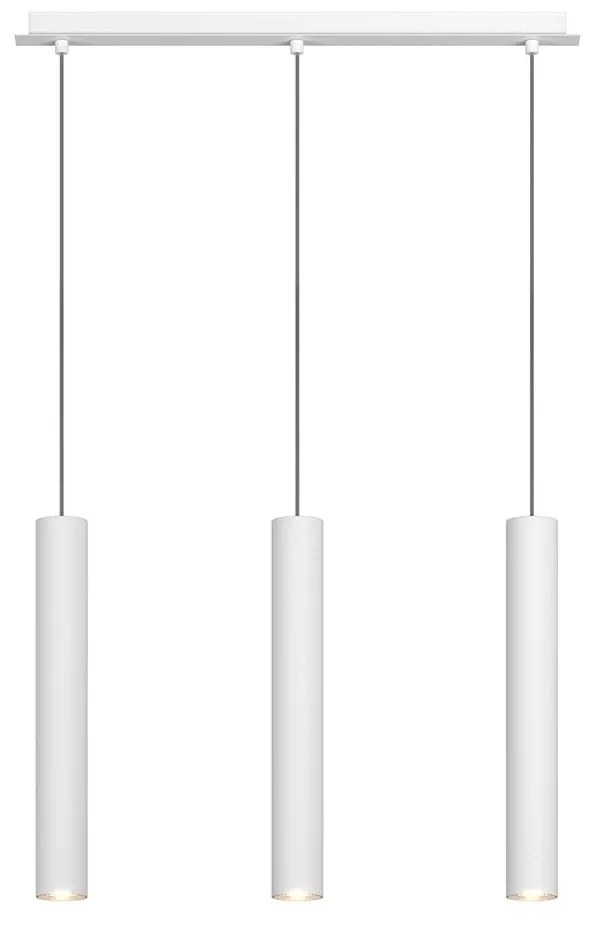 Lampadario Rettangolare Industrial-Minimal Xeana Metallo Bianco 3 Luci Gu10