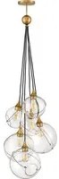 Lampadario Industrial Nordico Skye Acciaio Ottone Antico 6 Luci E27