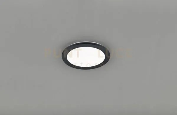 Plafoniera led tonda metallo nero dimmerabile con interruttore a pa...