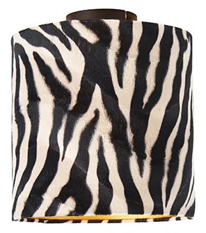 Plafoniera con paralume in velluto nero opaco a motivo zebra 25 cm - Combi