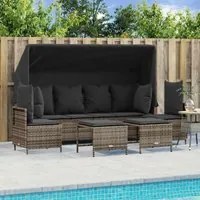 Set Divano da Giardino 5 pz con Cuscini Grigio in Polyrattan 3261553