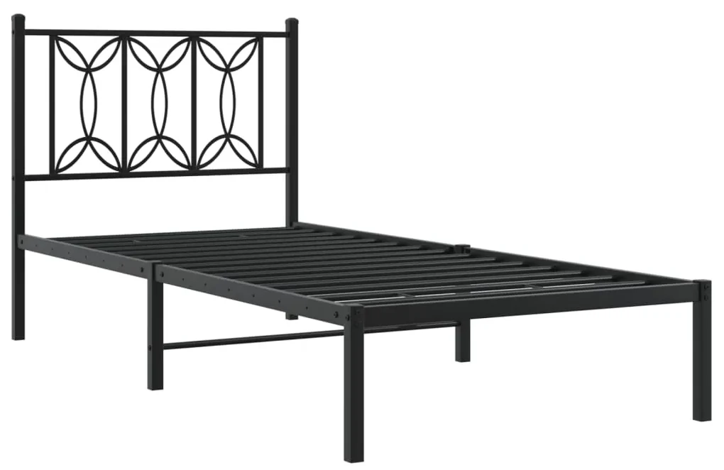 Giroletto con testiera in metallo nero 80x200 cm