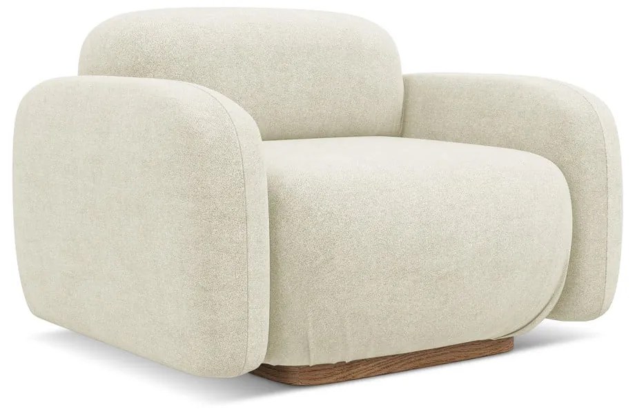 Parte divano componibile color crema con rivestimento in bouclé Ailani – Makamii