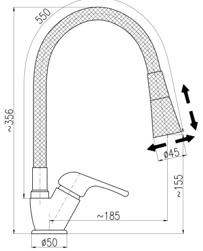 RAV Slezák SA006.0/13 - Miscelatore per lavello SAZAVA 35,6 cm nero/cromo lucido