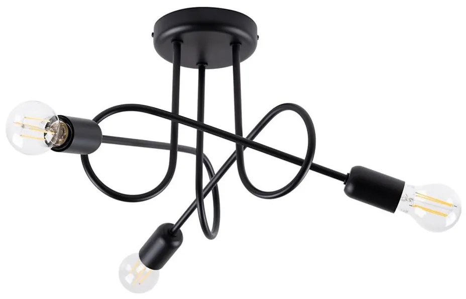 Sollux SL.1434 - Lampadario a plafone LOOP 3xE27/15W/230V nero