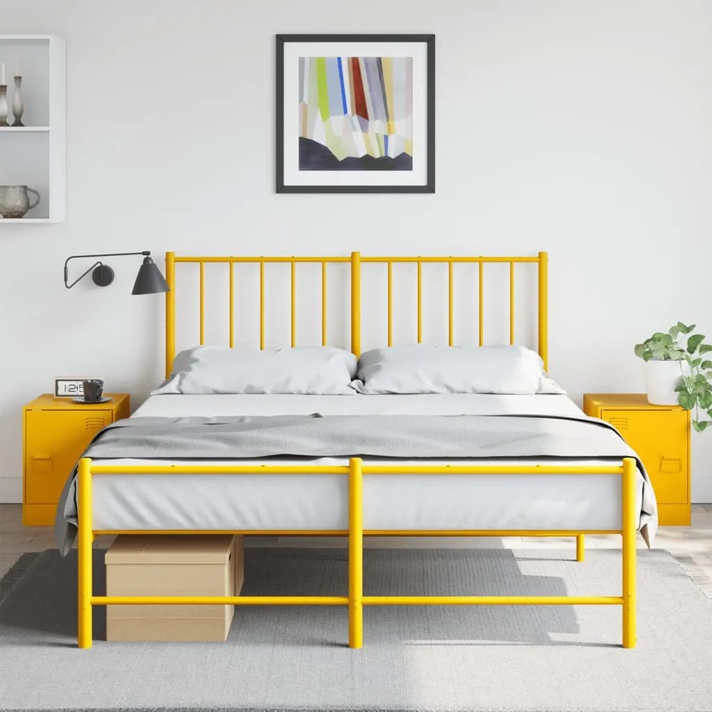 Comodini 2 Pz Giallo Senape 34,5x39x44 Cm İn Acciaio /