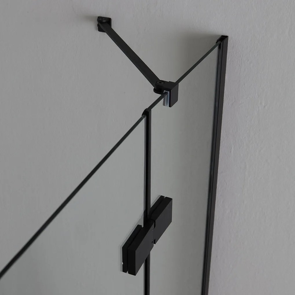 Box Doccia 120X80 Nero Doppia Porta Battente In Cristallo 6Mm | Lion