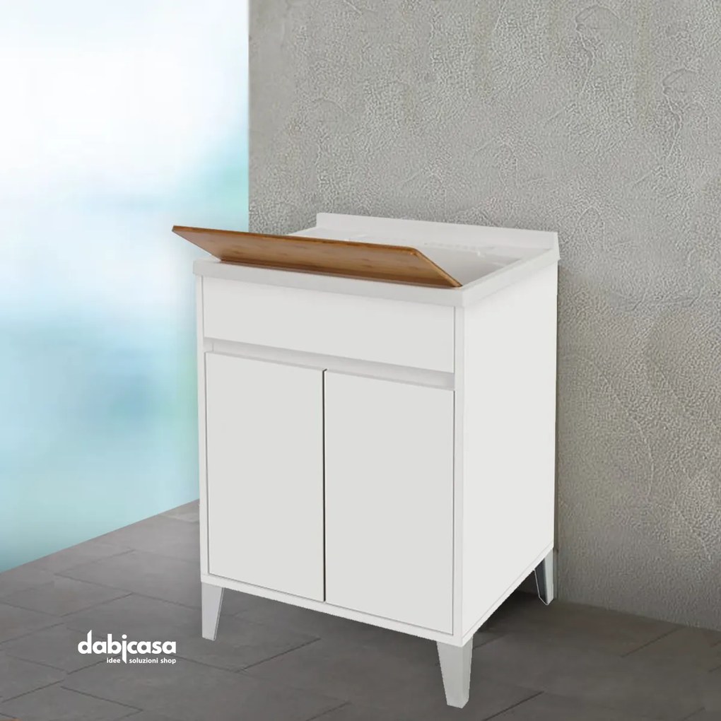 Lavatoio "Mondo 2.0" Con Due Ante Bianco Laccato Da 60x50cm