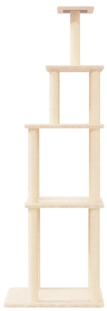 Albero per gatti con tiragraffi in sisal crema 183 cm