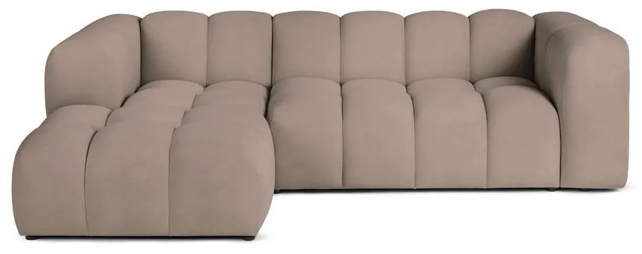 Divano angolare grigio tortora (con penisola a sinistra/con chaise lounge) con rivestimento in velluto Cube – Bonami Selection