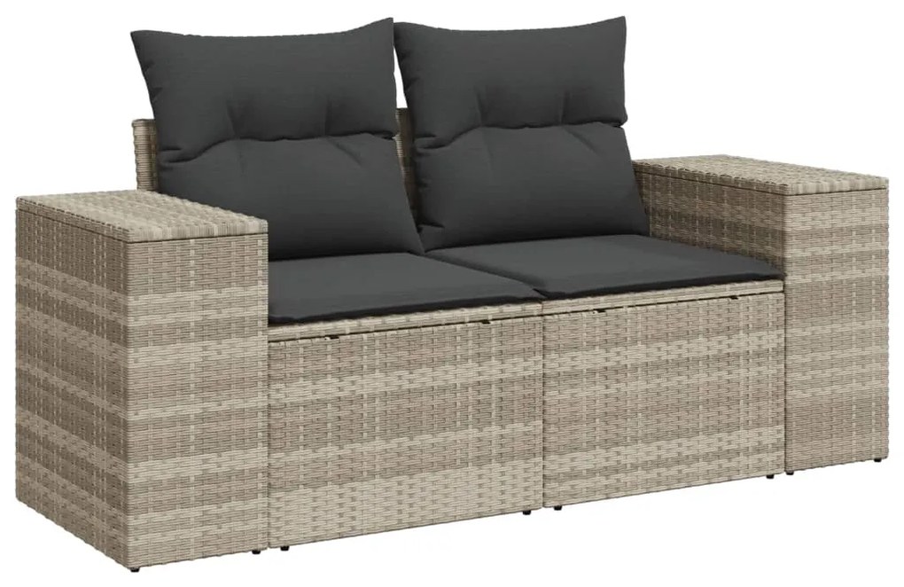 Set divano giardino 10 pz con cuscini grigio chiaro polyrattan