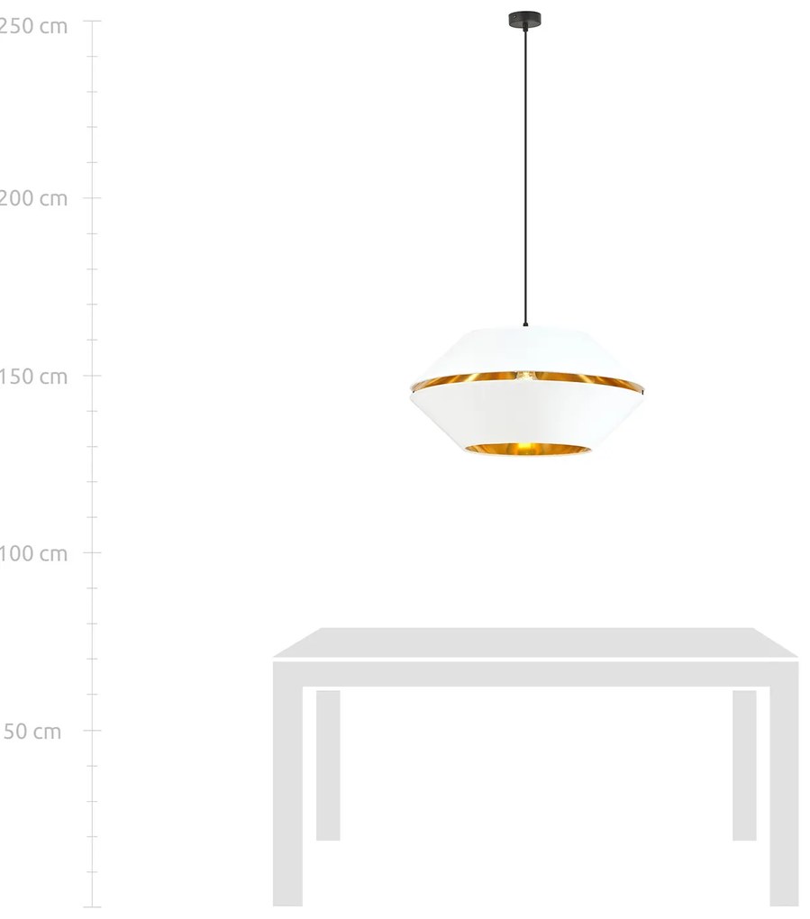 Sospensione Contemporanea 1 Luce Bellerofonte In Metallo Bianco E Oro