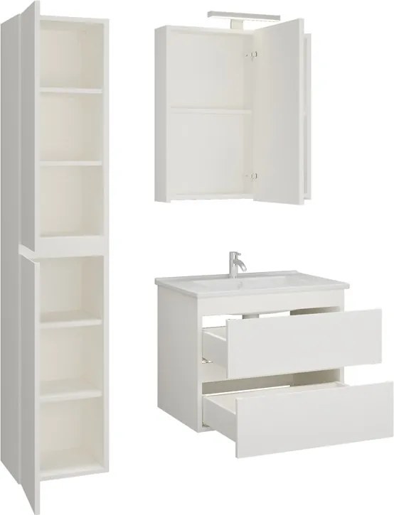 Composizione bagno sospesa 65 cm colore bianco opaco | LAC-EOLO-65 - KAMALU