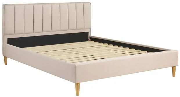 Letto matrimoniale 160x200 cm in tessuto beige DIANE