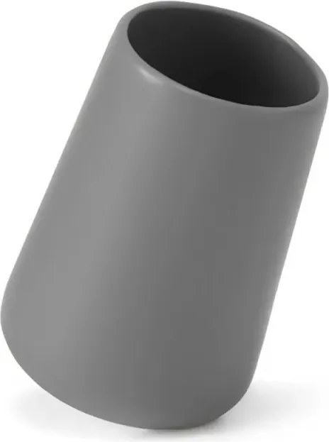 Bicchiere porta spazzolini da appoggio in ceramica grigia Sidney