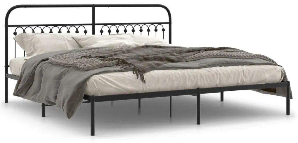 Giroletto Con Testiera İn Metallo Nero 200x200 Cm /