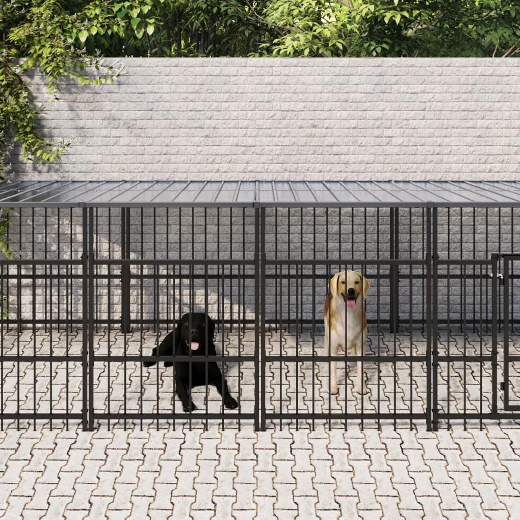 Gabbia Per Cani Da Esterno Con Tetto İn Acciaio 11,26 M² /