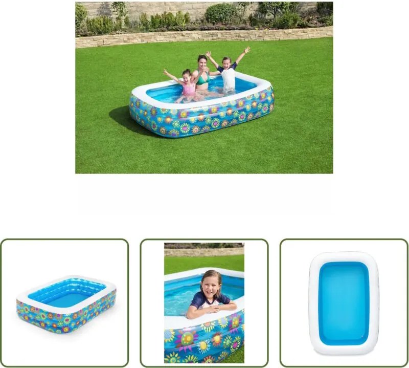 vidaXL Piscina fuori casa - Bestway Piscina Gonfiabile per Bambini Blu 229x152x56 cm