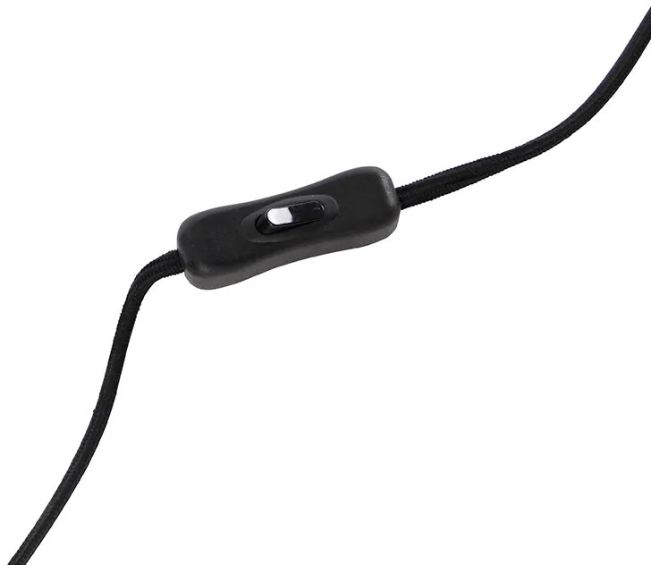 Lampada da tavolo moderna nera con paralume in velluto nero - Rich