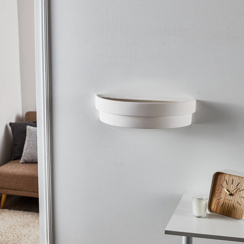 SOLLUX LIGHTING Applique Tavern in ceramica, up/down, bianco