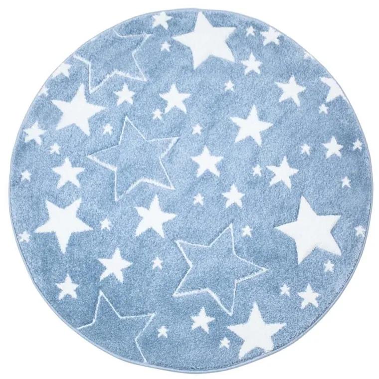 Tappeto tondo blu originale con stelle